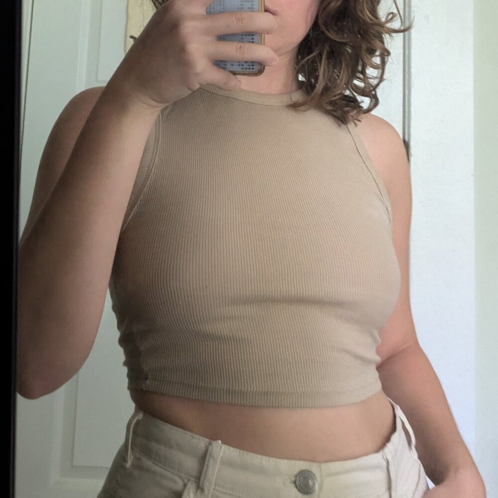 Beige Zara cropped tank top